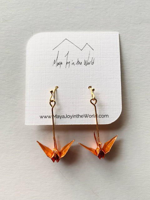 Metallic Orange Crane Earrings – mayajoyintheworld