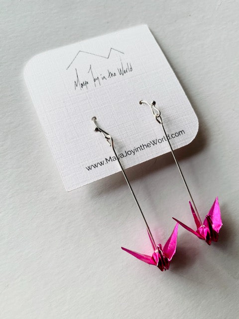 Metallic Purple Crane Earrings – mayajoyintheworld