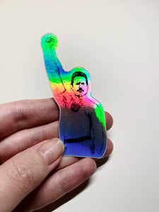 Mountain Portrait Sticker - Holographic Freddie Mercury