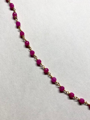 Gemstone Necklaces & Bracelets - Hot Pink Jade - Gold